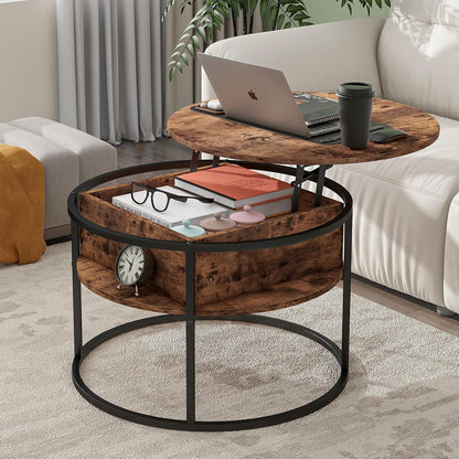 Round Top Lift Coffee Table with Prime Metal Frame