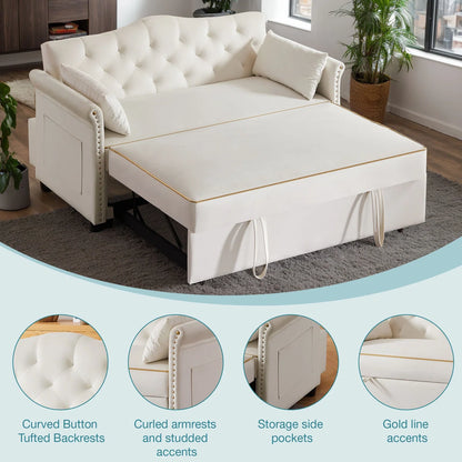 Latitude Wide 57.5" Modern Velvet Sleeper Sofa Bed