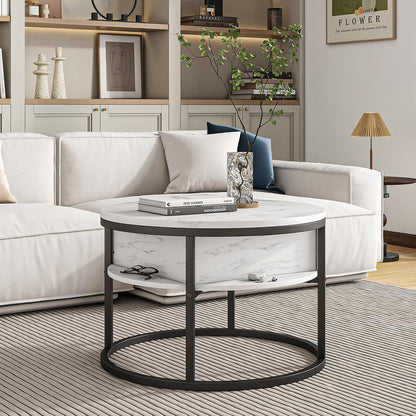 Round Top Lift Coffee Table with Prime Metal Frame