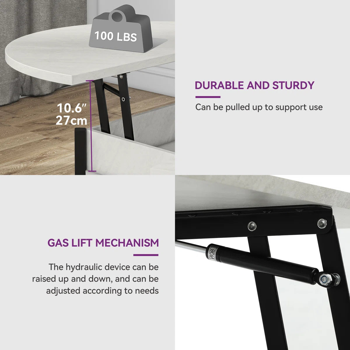 Round Lift Top Coffee Table With Storage